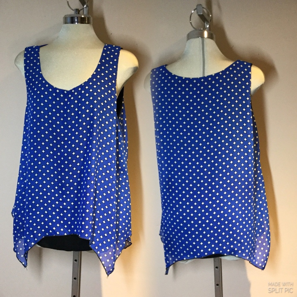Espresso Blue And White Sleeveless A Line Blouse Size L